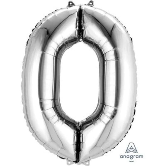 Anagram Foil Balloon Silver 34" Numbers 0 - 9