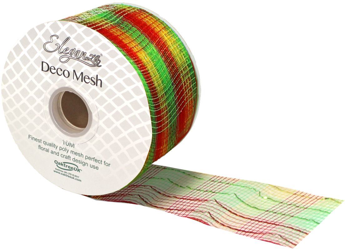 Eleganza Deco Mesh Red/Green/Gold 63mm x 10M
