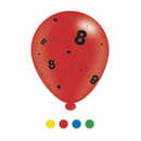 Age 8 Assorted 10" Latex Balloons 8pk