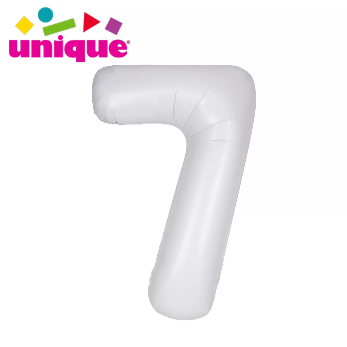 Unique Foil Balloon Matte White 34" Number 7