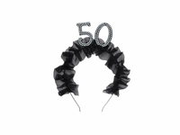 Birthday Age 50 Black Ruffle Headband 12x19.5cm