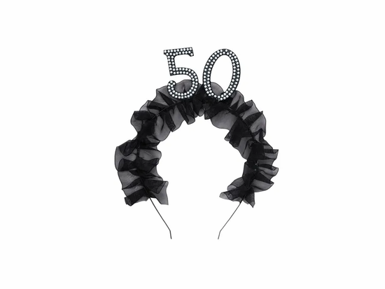 Birthday Age 50 Black Ruffle Headband 12x19.5cm