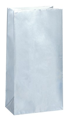 Unique 10 Pack Sweet Bags Paper Metallic Silver