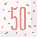 Rose Gold Glitz 50th Birthday Napkins 16pk