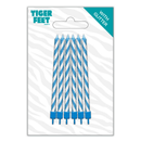 Tiger Feet 6 Pack Party Candle Blue Glitter