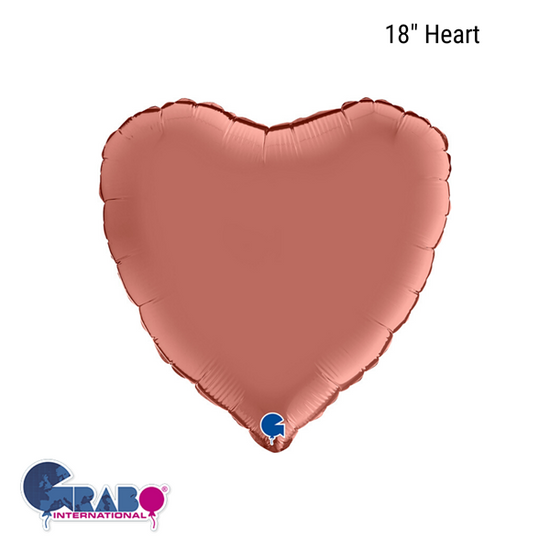 Grabo Foil Balloon Satin Rose Gold Heart 18"