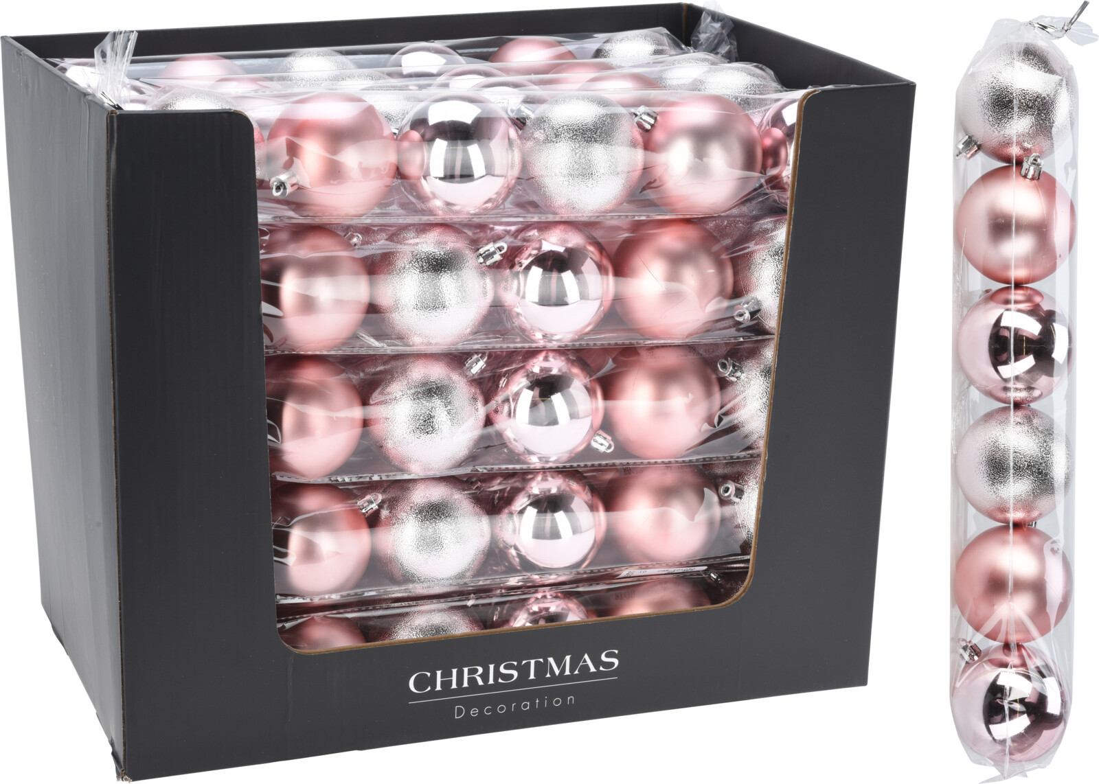 Koopman 6 Pack Baubles Pink 70mm