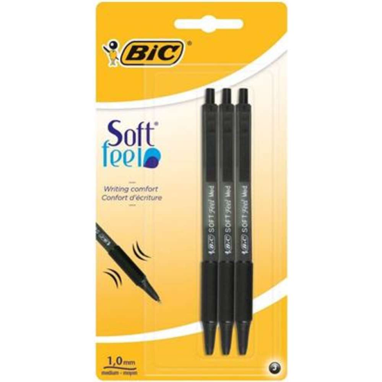 Bic 3 Pack Softfeel Pen Black