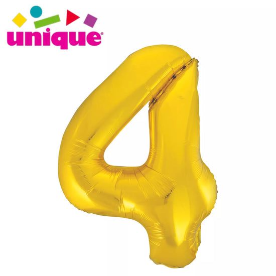 Unique Foil Balloon Classic Gold 34" Number 4