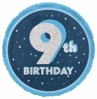 Unique Foil Balloon Blue Glitz Age 9 18"