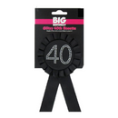 Black With Diamantes 40th Birthday Rosette Badge