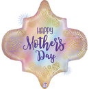 Happy Mother's Day Boho Opal foil balloon by Grabo, 30-inch size with colorful boho design and shiny metallic finish.