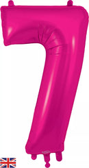 Oaktree 34-inch pink foil number 7 balloon, shiny metallic finish, decorative for celebrations and special occasions