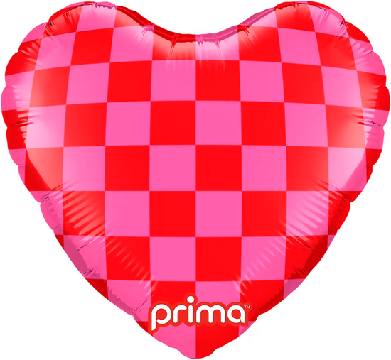Prima Checkered Heart 9" Foil Balloon 6pk