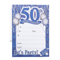 Age 50 Male Birthday Invitations 10x20pk