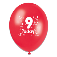 6 x 8pk Latex Balloons Birthday Age 9