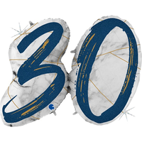 Grabo Foil Balloon Blue & Gold Marble Age 30 36"
