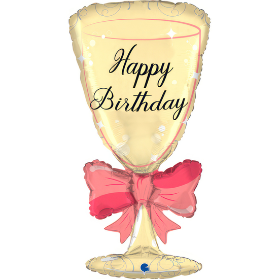 Grabo Foil Balloon Birthday Glass With Ribbon 29"