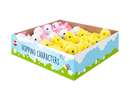 Colorful Gem Imports hopping Easter bunny and chick toys, 24-pack, featuring cheerful springtime characters for kids.