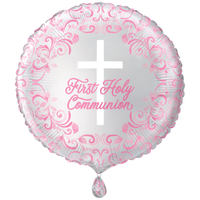 Unique Foil Balloon Pink Communion Holy Cross