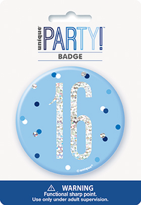 Unique Badge Blue Glitz Age 16 3