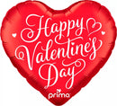Prima foil balloon in Valentine's Day script design, 18-inch heart-shaped foil balloon for celebrations