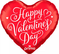Prima foil balloon in Valentine's Day script design, 18-inch heart-shaped foil balloon for celebrations
