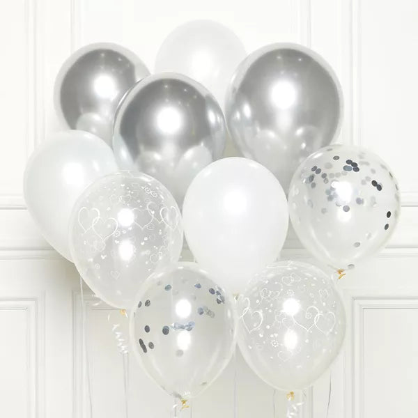 Silver DIY 11" Latex Balloons 10pk