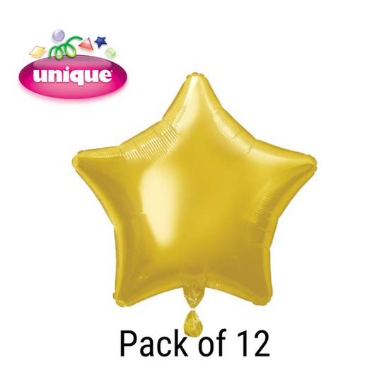 Unique 12 Pack Foil Balloon Gold Star 20