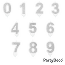 PartyDeco Party Candle Number 9 Glitter Silver 7cm