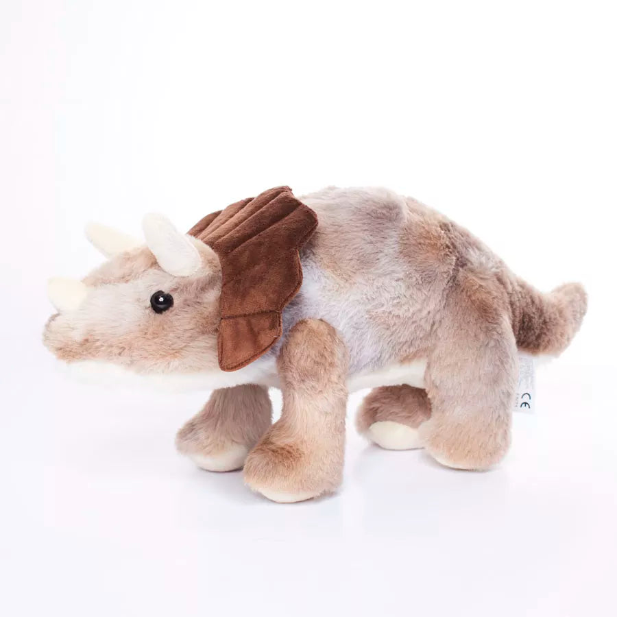 Tiger Feet soft toy Triceratops dinosaur plush, cute and cuddly dinosaur soft toy for children, detailed and colorful.