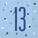 Blue Glitz 13th Birthday Lunch Napkins 16pk