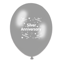 6 x 8pk Latex Balloons Your Silver Anniversary