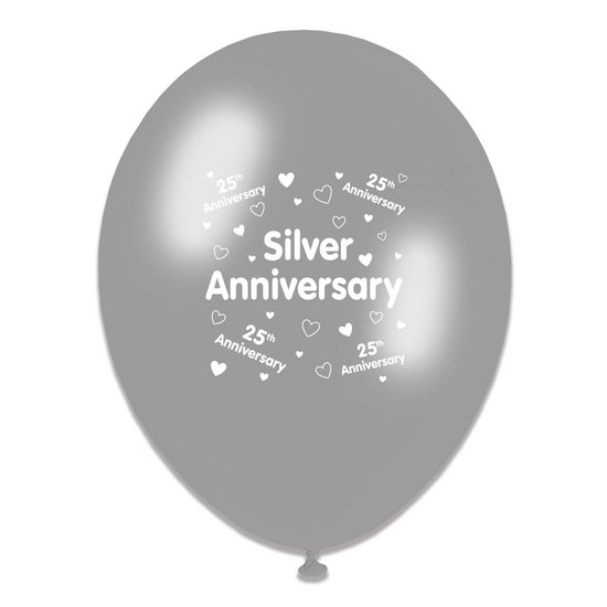 6 x 8pk Latex Balloons Your Silver Anniversary