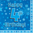 4th Birthday Blue 3-ply Napkins 33x33cm 16pk