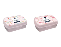 Pair of unicorn and fairy lunch boxes from Gem Imports, 12x17x6cm, with colorful whimsical designs for kids' meals.