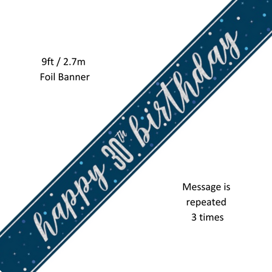 Unique Banner Blue Glitx Age 30 9ft