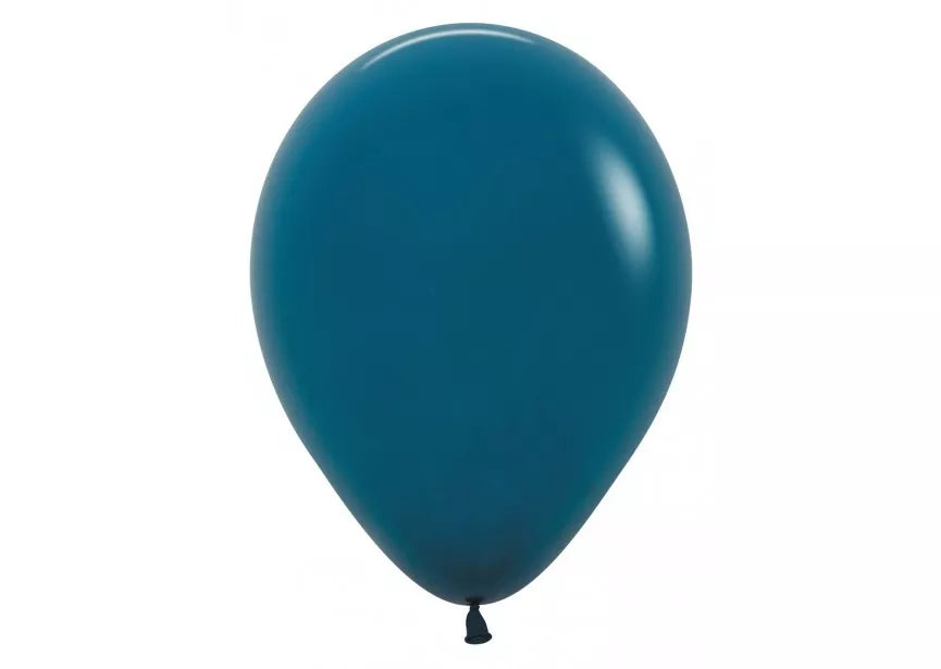 Sempertex Deep Teal 12-inch latex balloons for decorators, shown in a pack of 12, vibrant teal color perfect for celebrations