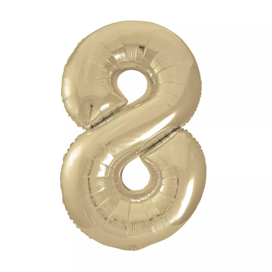Unique Foil Balloon White Gold 34" Number 8