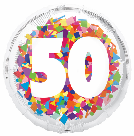 Unique Foil Balloon Bright Confetti Age 50 18"
