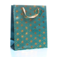 Gift Bag Gold/Teal Pattern Large 6pk