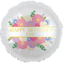 TRI Mother's Day Flower Burst 17-inch foil balloon with colorful floral design, shiny metallic finish, and festive appearance.