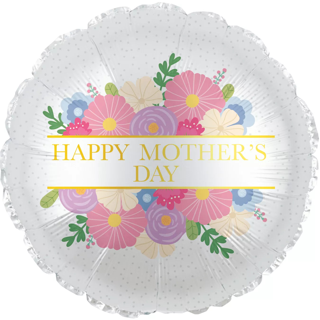 TRI Mother's Day Flower Burst 17-inch foil balloon with colorful floral design, shiny metallic finish, and festive appearance.