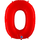 Grabo Foil Balloon Red Fluo 40" Number 0