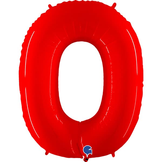 Grabo Foil Balloon Red Fluo 40" Number 0