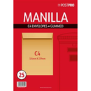 25pk Envelopes C4 229x334mm Manilla Gummed