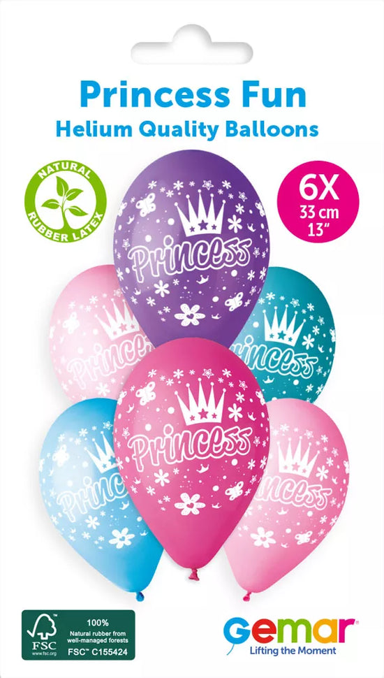 Gemar Princess Fun 13" Latex Balloons 6pk