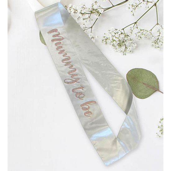 Satin Sash Mummy To Be Cream & Rose Gold