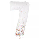 Oaktree Foil Balloon Fizz Rose Gold Number 7, 34-inch metallic balloon for celebrations, featuring a shiny rose gold finish.