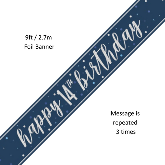 Unique Banner Blue Glitz Age 14 9ft